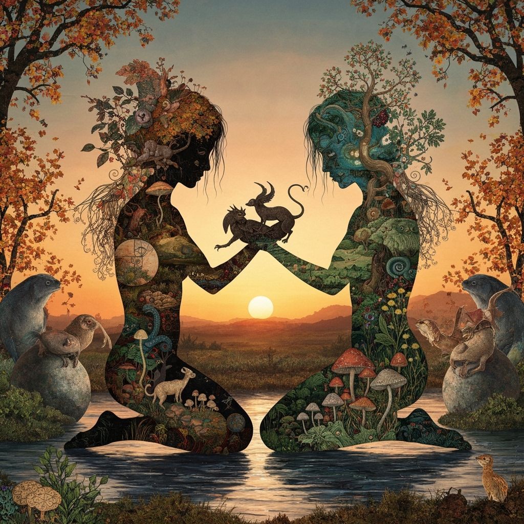 Mystical Creatures at Sunset, Nature & Spirit Connection