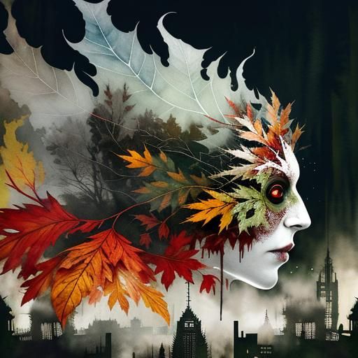 Surreal Root Creature in Dystopian Double Exposure