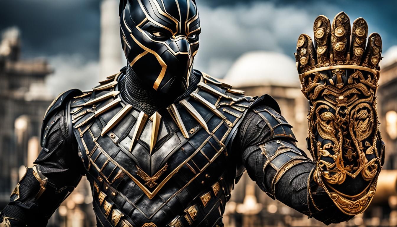 Black Panther in Elaborate Gold and Black Armor