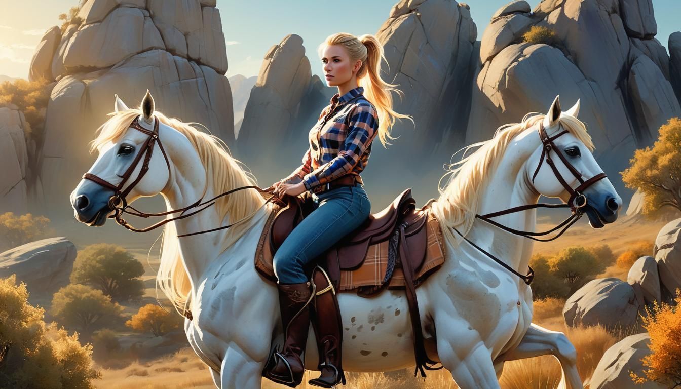 Girl on Golden Horse: Fantasy Concept Art