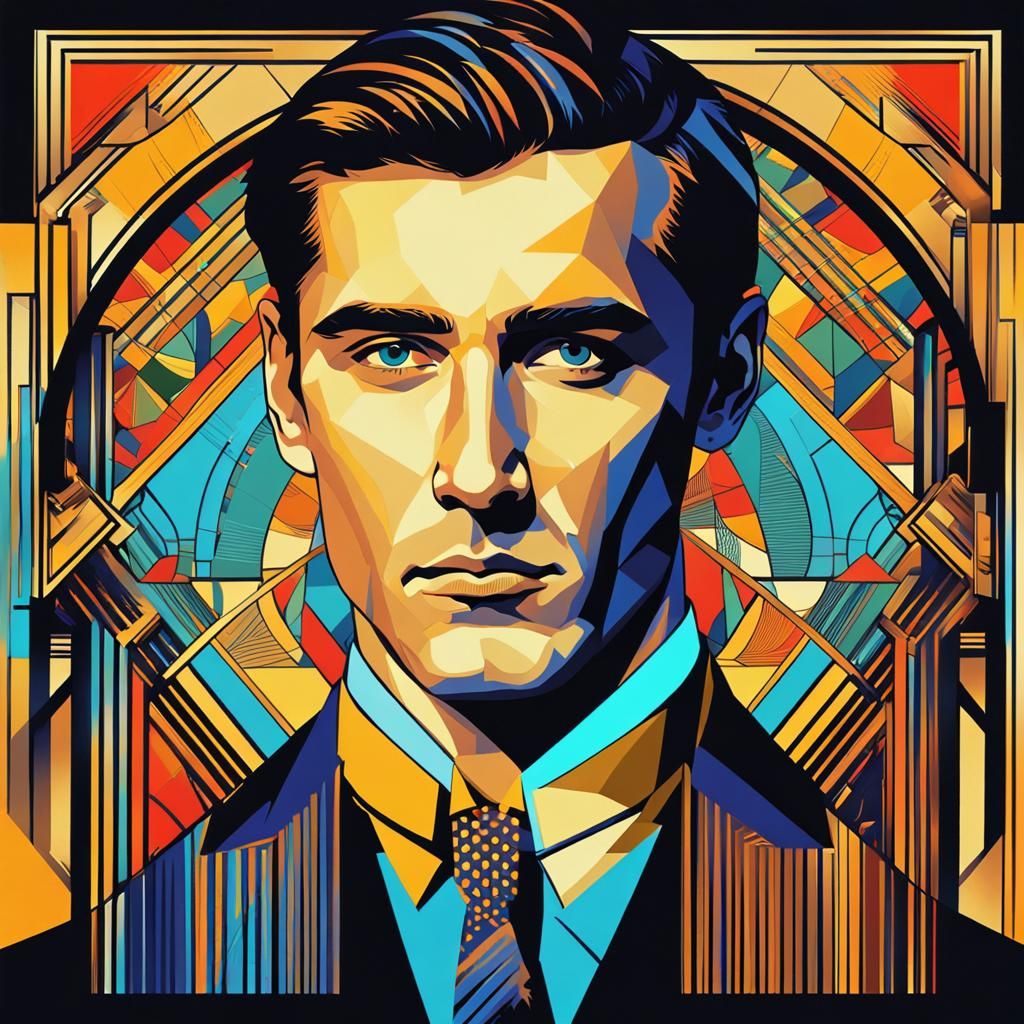 Art deco handsome man portrait
