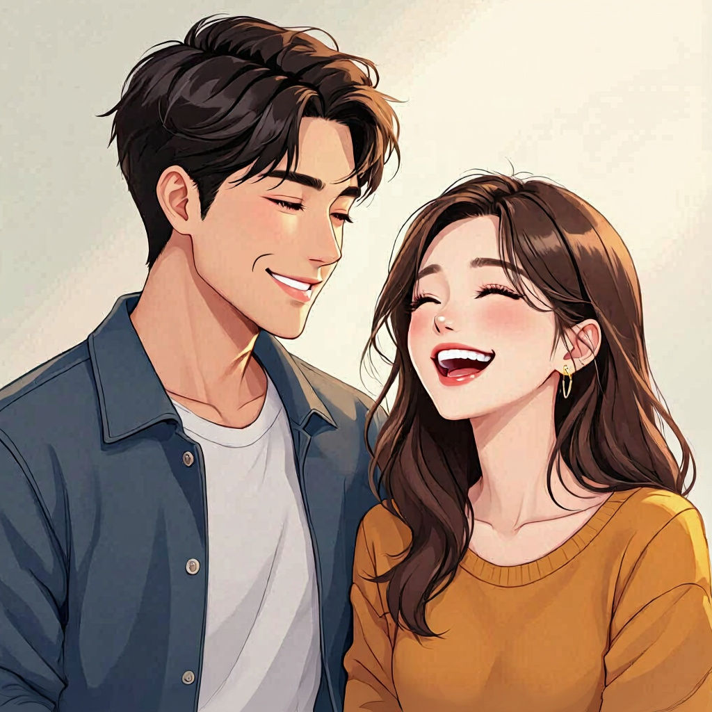 Manhwa Style Anime: A Loving Couple's Candid Moment