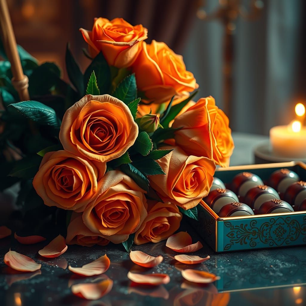 Luxurious Bouquet of Roses in Vibrant Triadic Colors