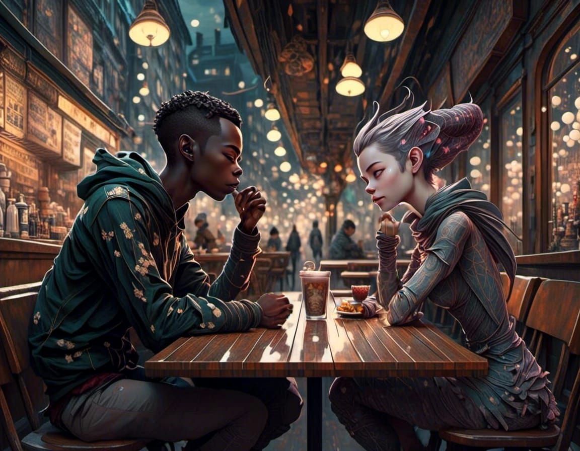 Cafe Companions in Potterverse Setting, Art Nouveau Style