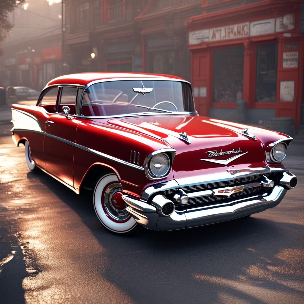 Candy Apple Red 1957 Chevy BelAir: Matte Painting