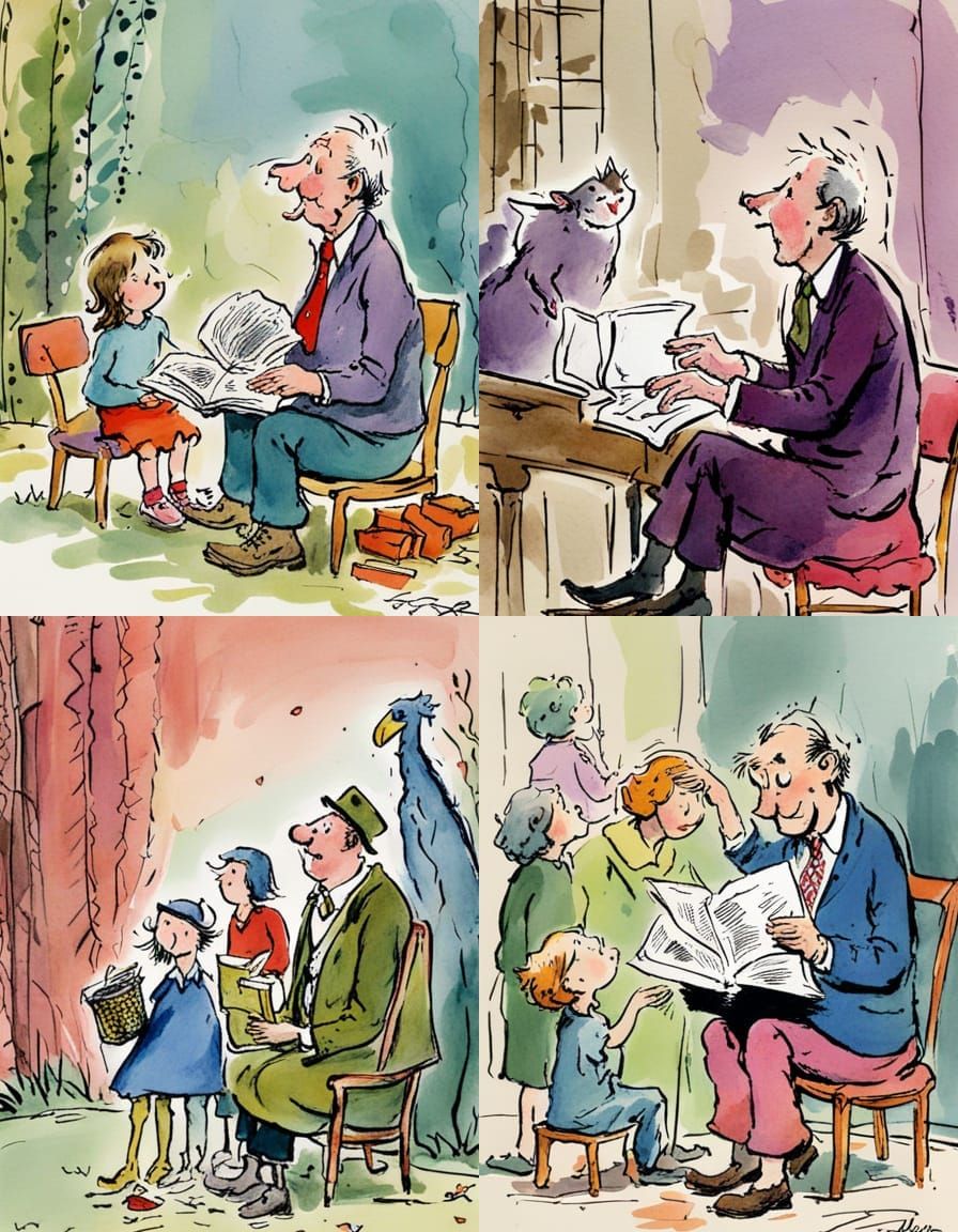 Quentin Blake Style Expressive Illustration
