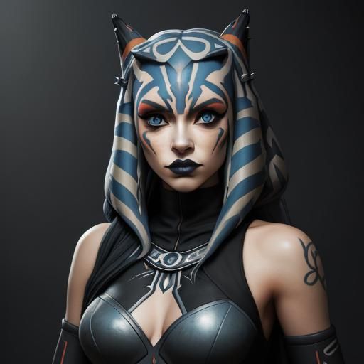 Ahsoka as Teenage Goth: Hyperrealistic Concept Art