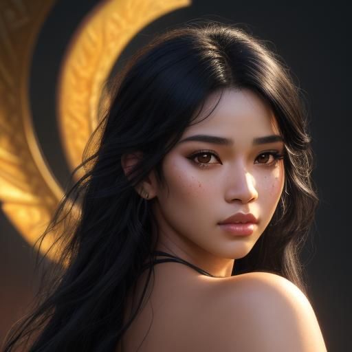 Samoan Couple in Traditional Dress, Hyperrealistic Art