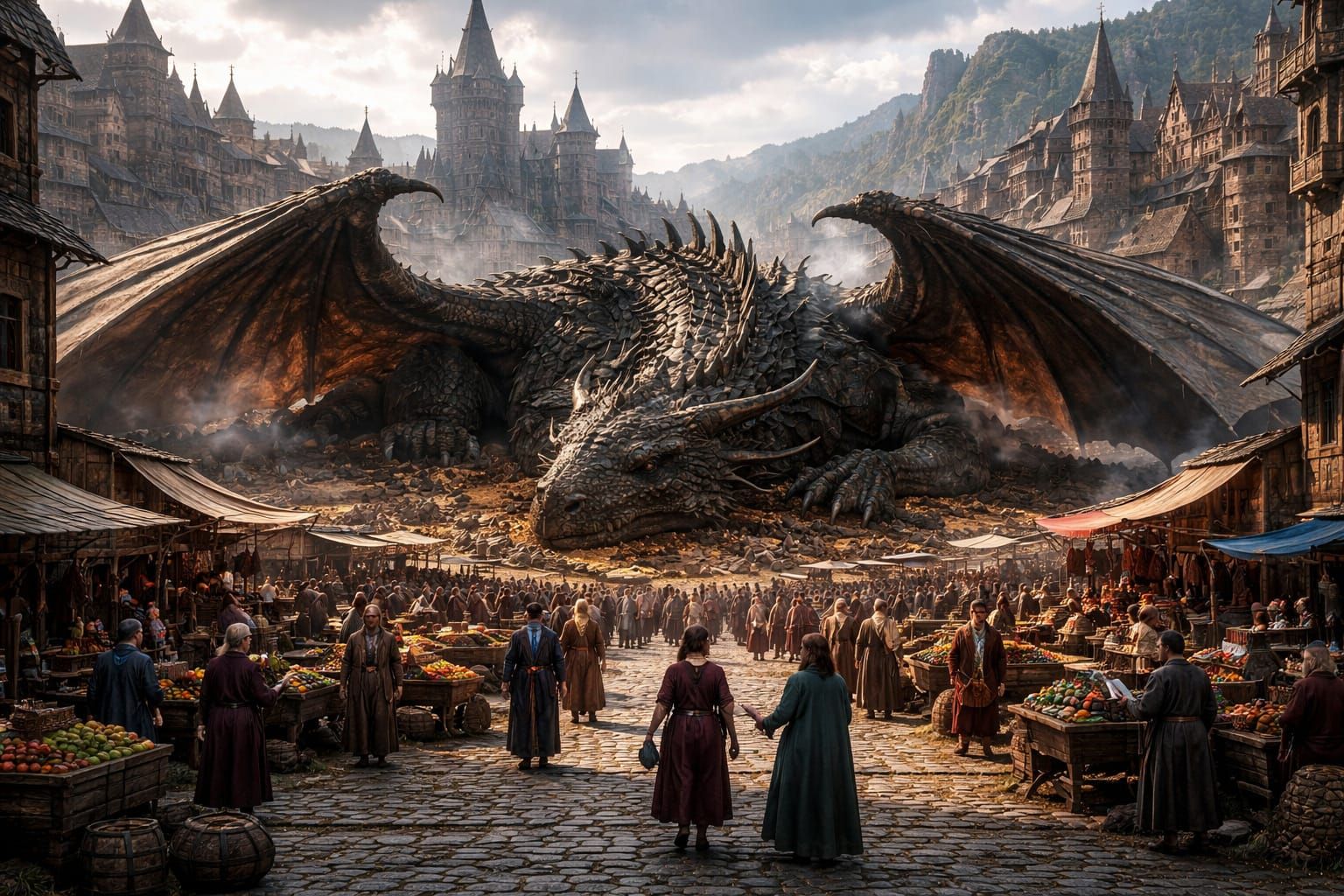 Medieval City Built Around Giant Hibernating Dragon
