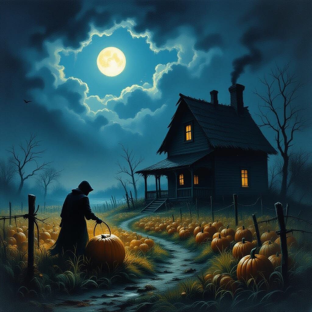 Macabre Nightmare Harvest in Dramatic Dark Art Style