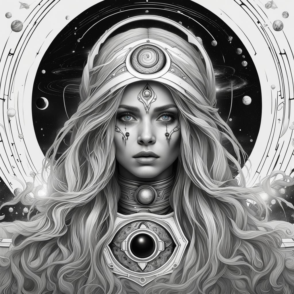 Zodiac Beauty: Astrological Woman in Detailed Matte Painting