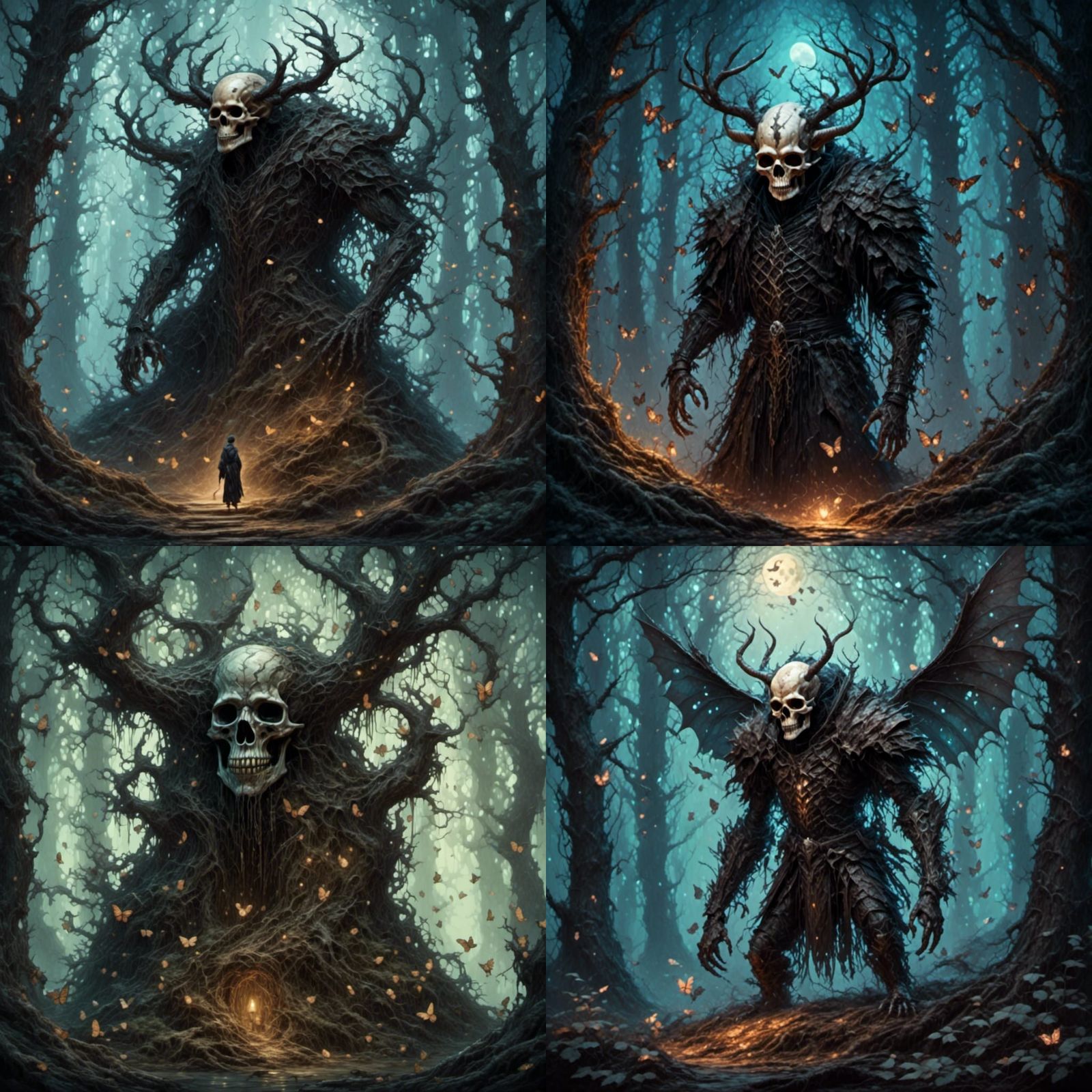 Moth Creature in Haunted Forest: Fantasy Illustration