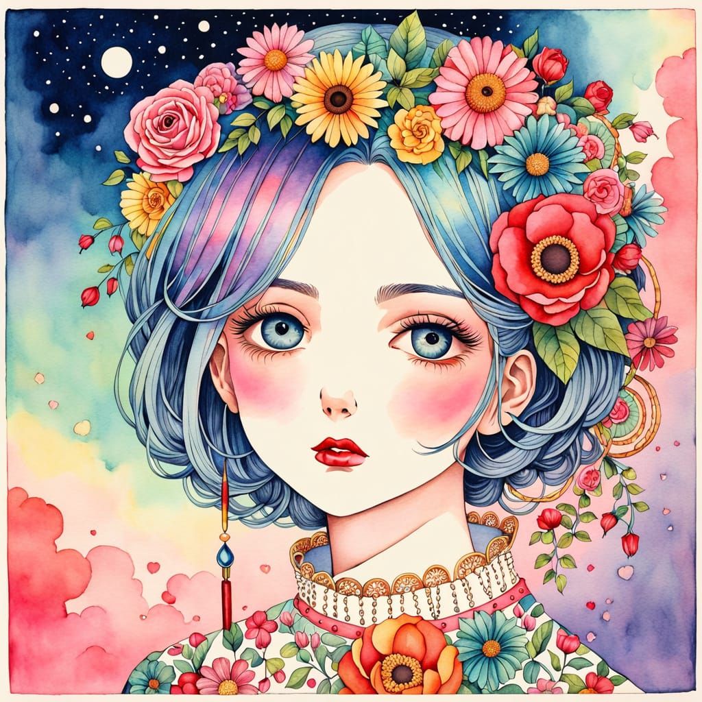 Haunting Watercolor Portrait of Melancholy