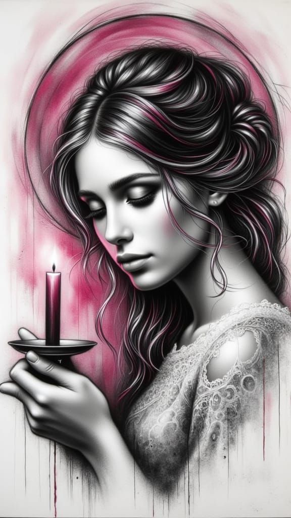 Saoirse Ronan in Charcoal Drawing with Exaggerated Features