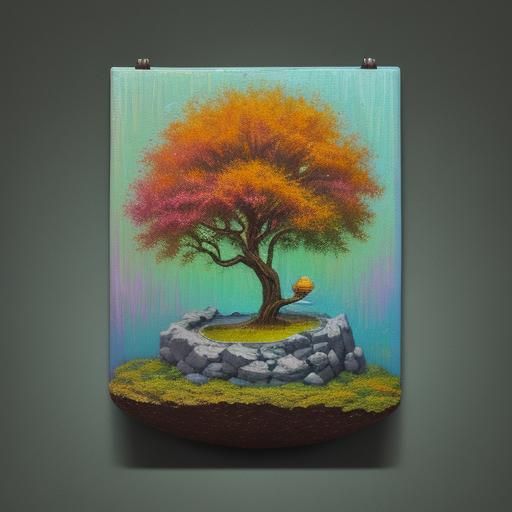 Orogenic Autumn Oasis in Neo-Impressionist Style