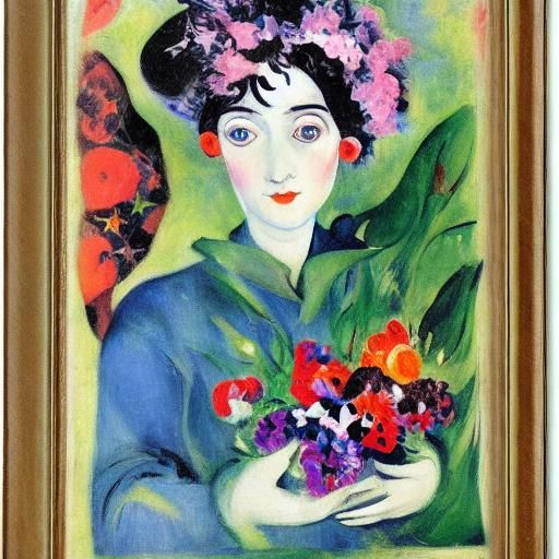 Vampire in Floral Dreamscape: Serebriakova and Chagall Style