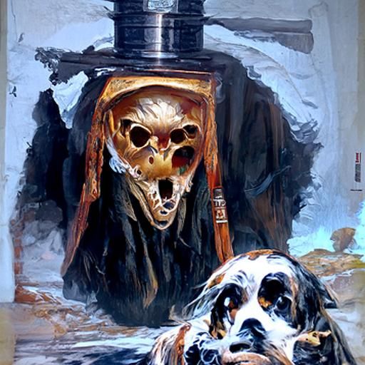 Somber Oil Painting of Death