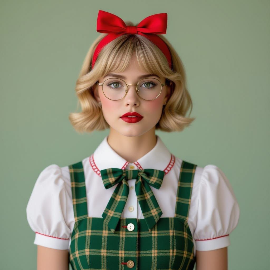Portrait of a Young Woman in a Peter Pan Collar Blouse