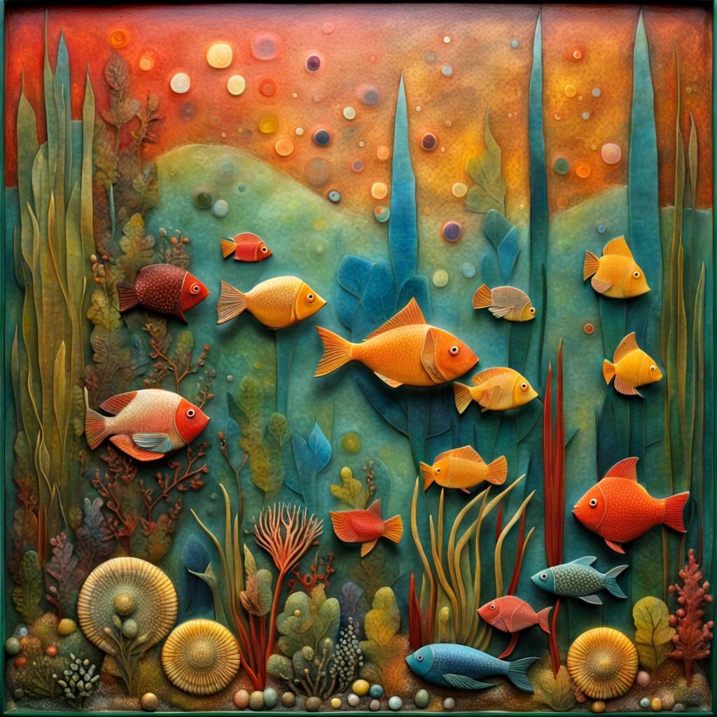 Encaustic Aquarium Painting Inspired by Klee