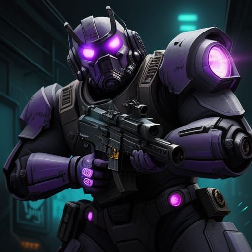 Juggernaut Power Armor in Dark Alley, Comic Book Style