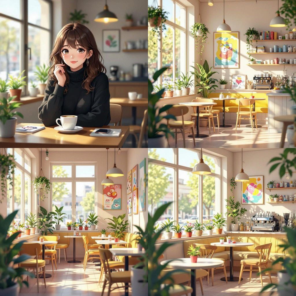 Vibrant Anime Cafe Intro Background 16:9