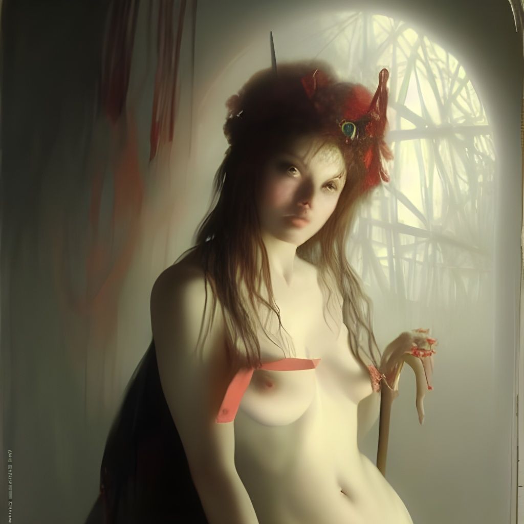Horror Wonderland: Sensual Woman in Oil Painting
