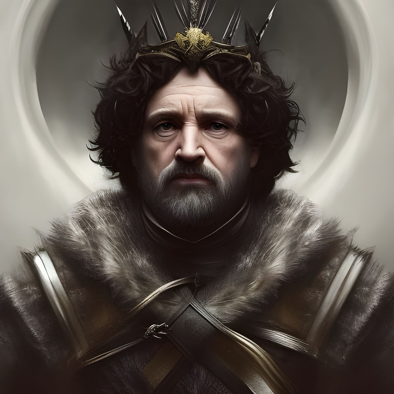 Grim Lord in Royal Attire: Detailed 8K Portrait