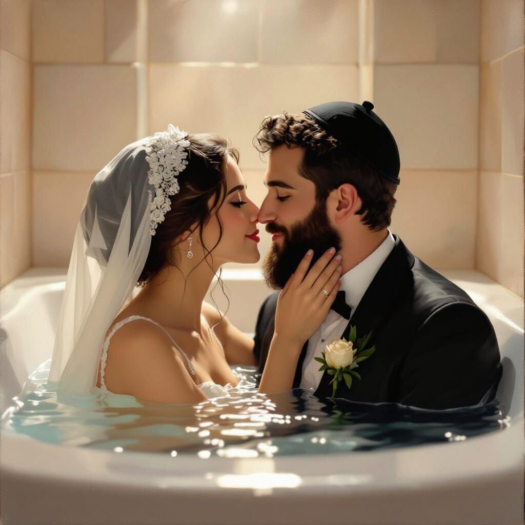 Haredi Couple's Wedding Night Intimacy in Bathtub