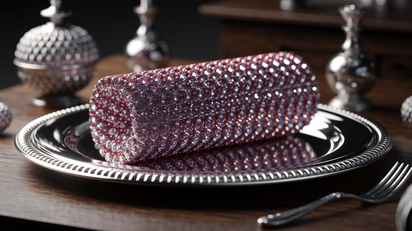 Gemstone Burrito on Silver Platter in Hyperrealistic Detail