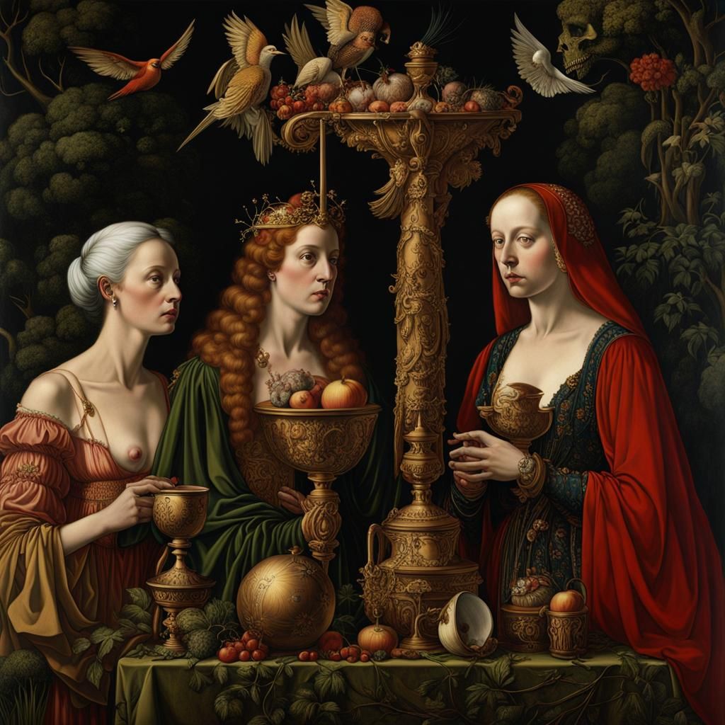 Three Ages of Woman as Detailed Painting