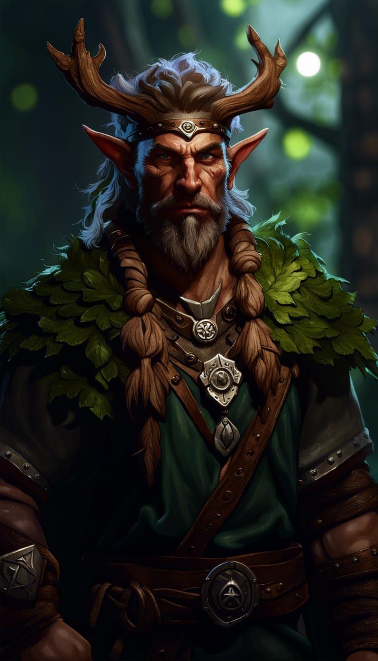 Firbolg Druid in Dark Fantasy Style