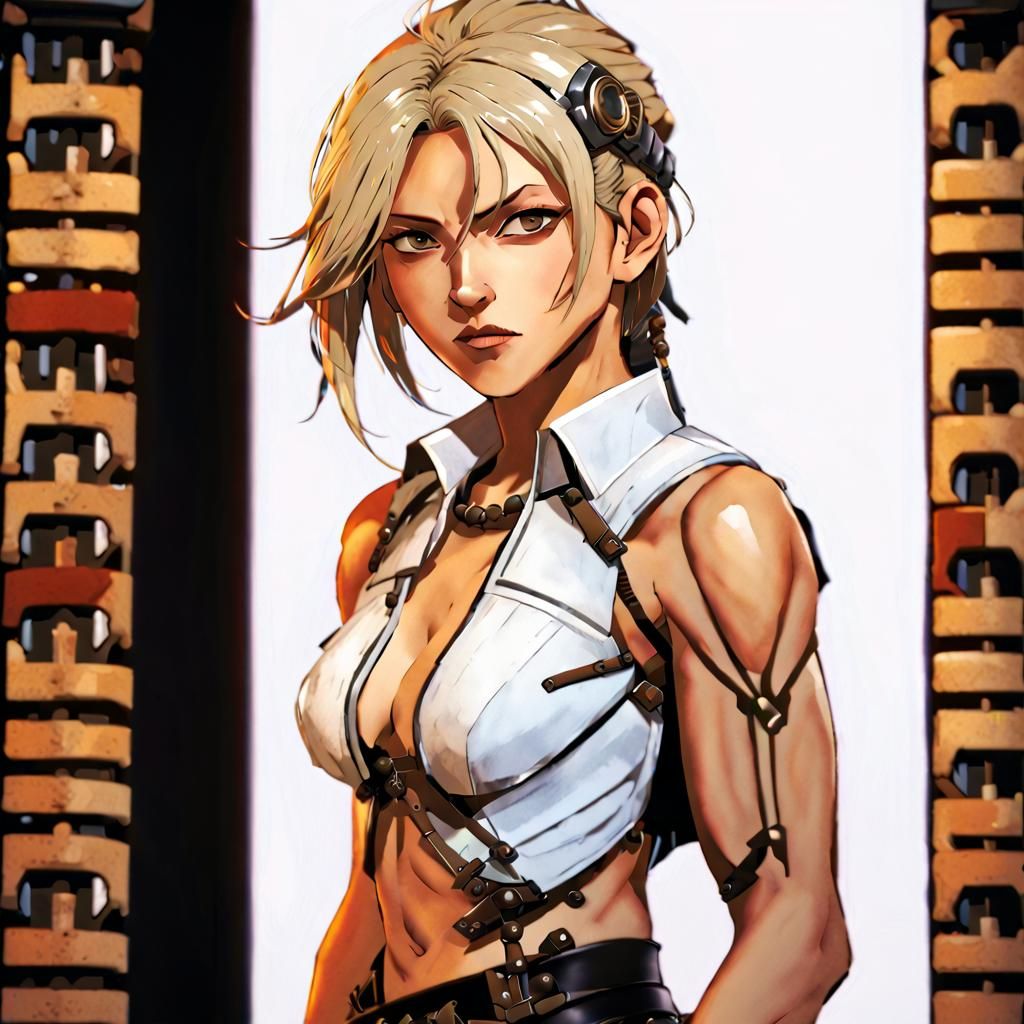 Steampunk Road Warrior with Swords in Anime Style