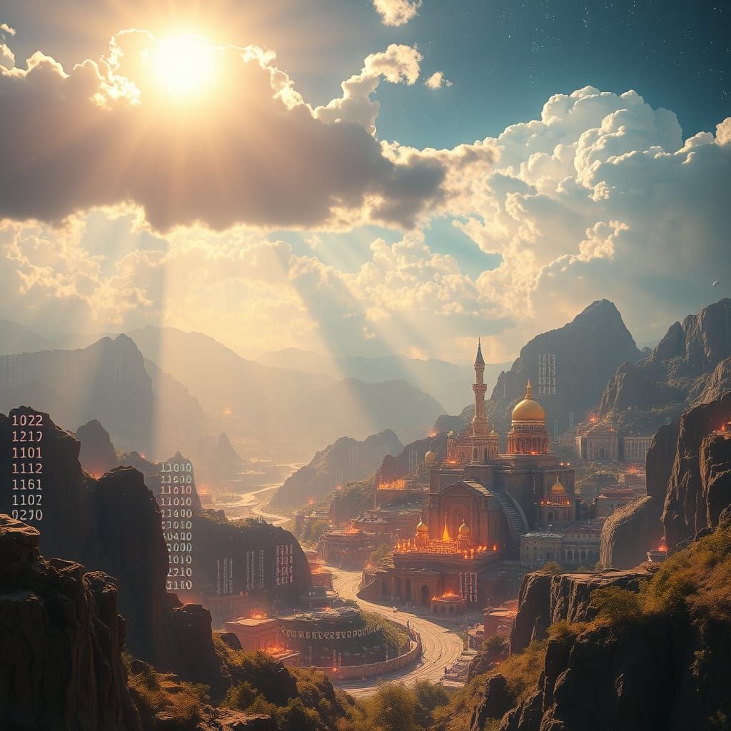 Digital World of Luminous Code and Binary Energy