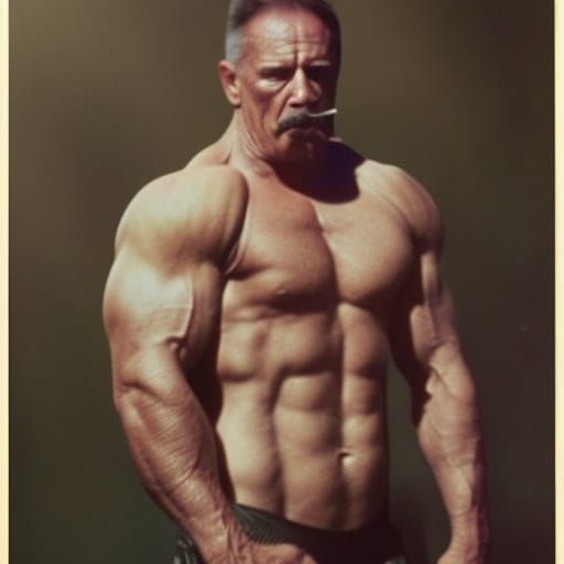 Bodybuilder in Bar: Detailed Matte Painting