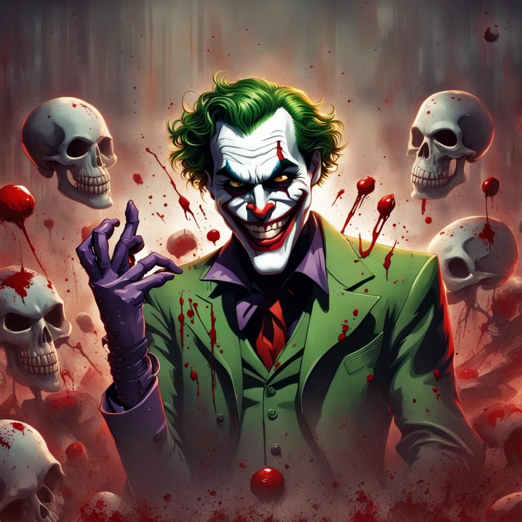 Creepy Joker Robot with Red Eyes