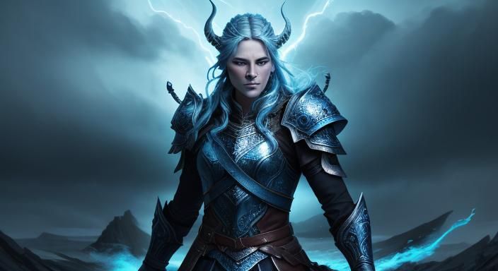 Viking Valkyrie with Sword and Music Notes