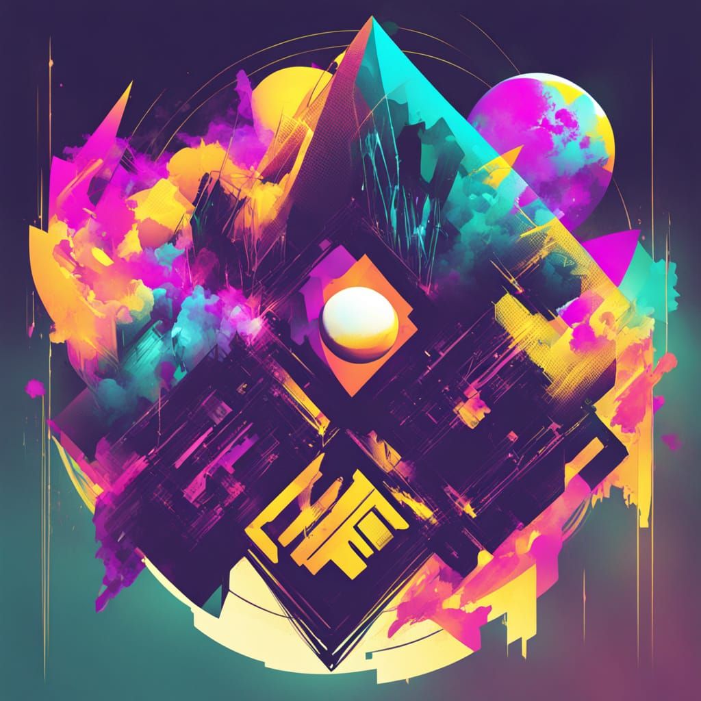Abstract Glitchcore Design with Vibrant Colors
