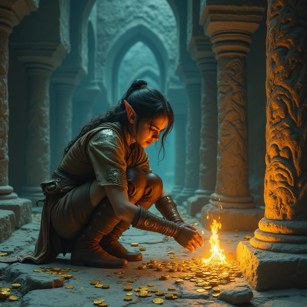 Medieval Fantasy Halfling Thief in Shadows