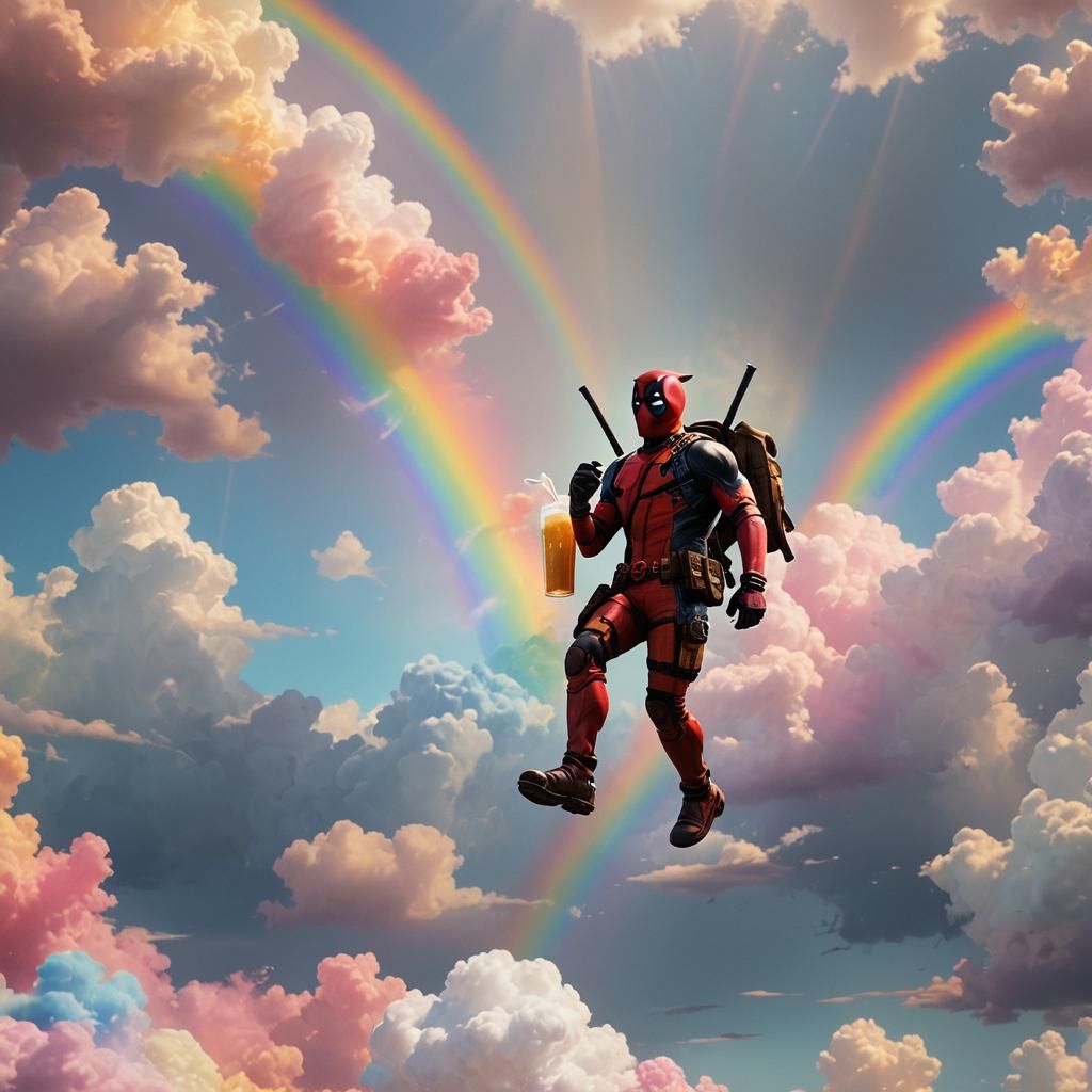 Deadpool's Rainbow Walk: Dreamy Surreal 3D Animation