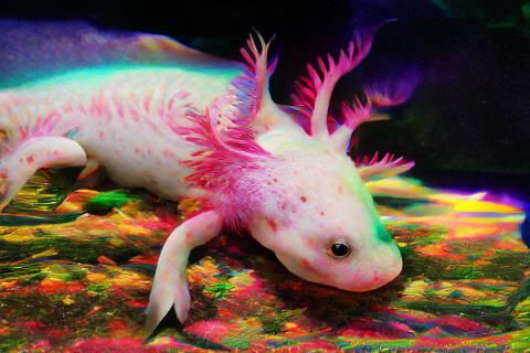 Rainbow Axolotl Illustration