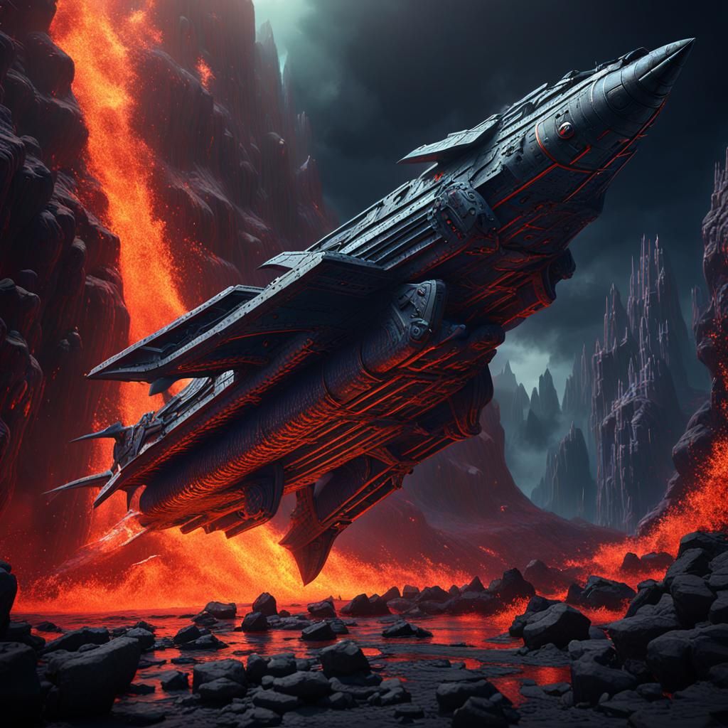 Scramjet Descends into Hell, Detailed Matte Painting