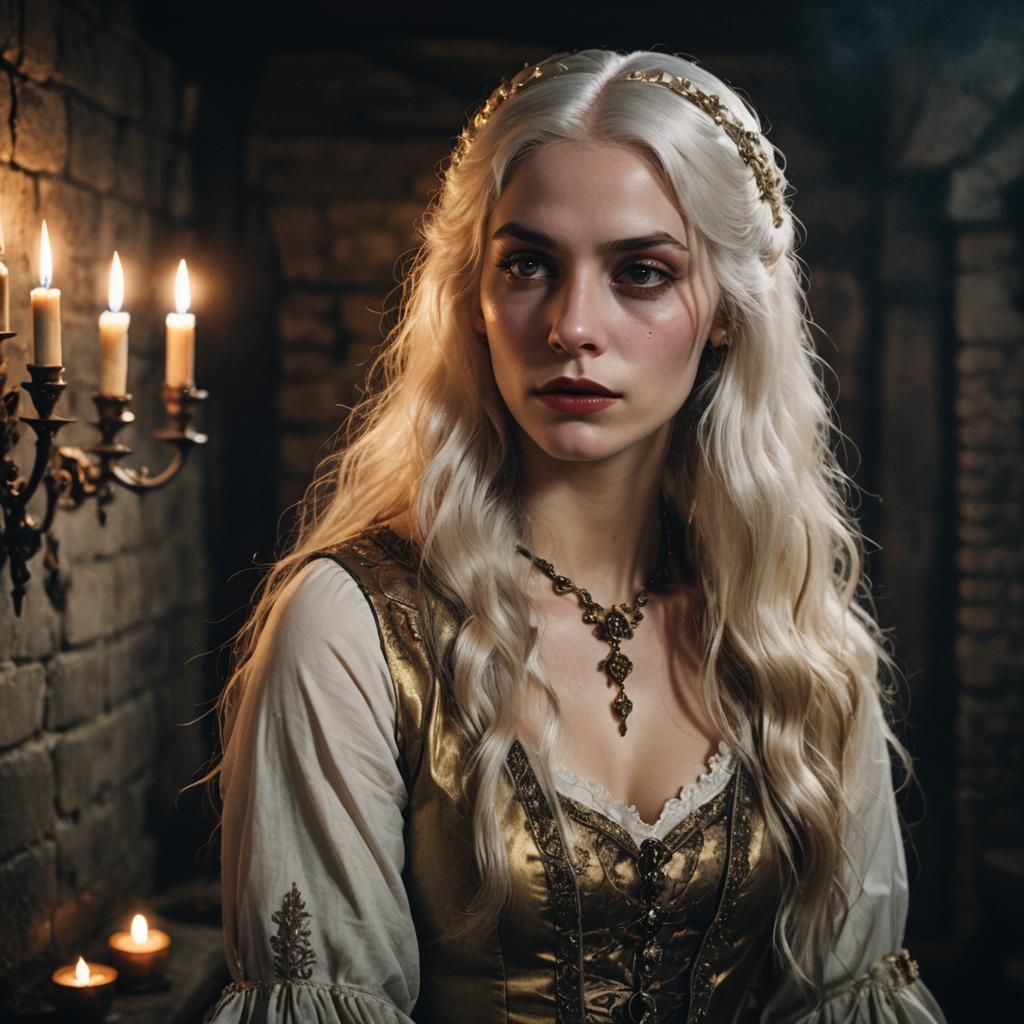 Dark Fantasy Portrait of Woman in Courtesan Outfit