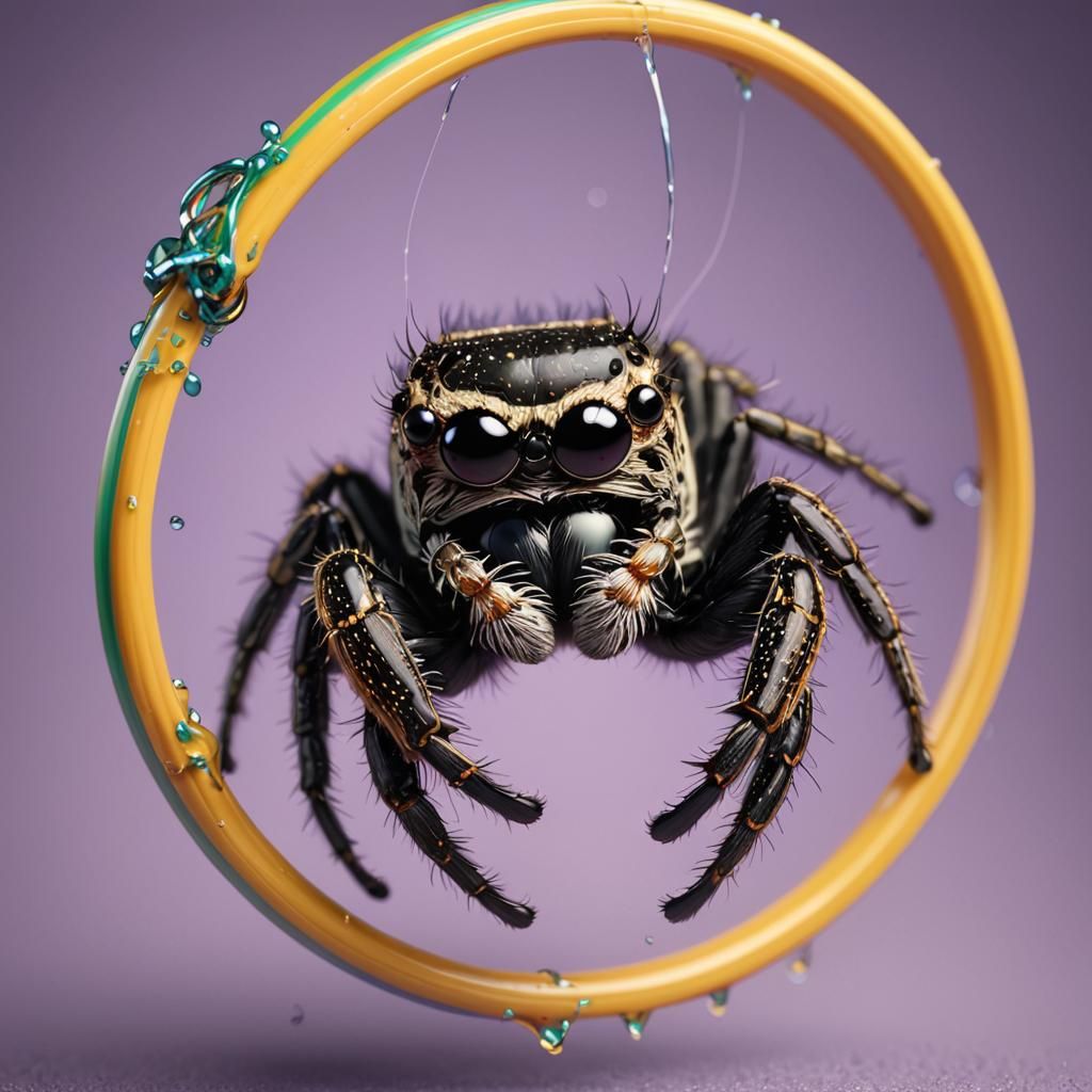 Cute Jumping Spider Hula Hoop Hyperrealistic Art