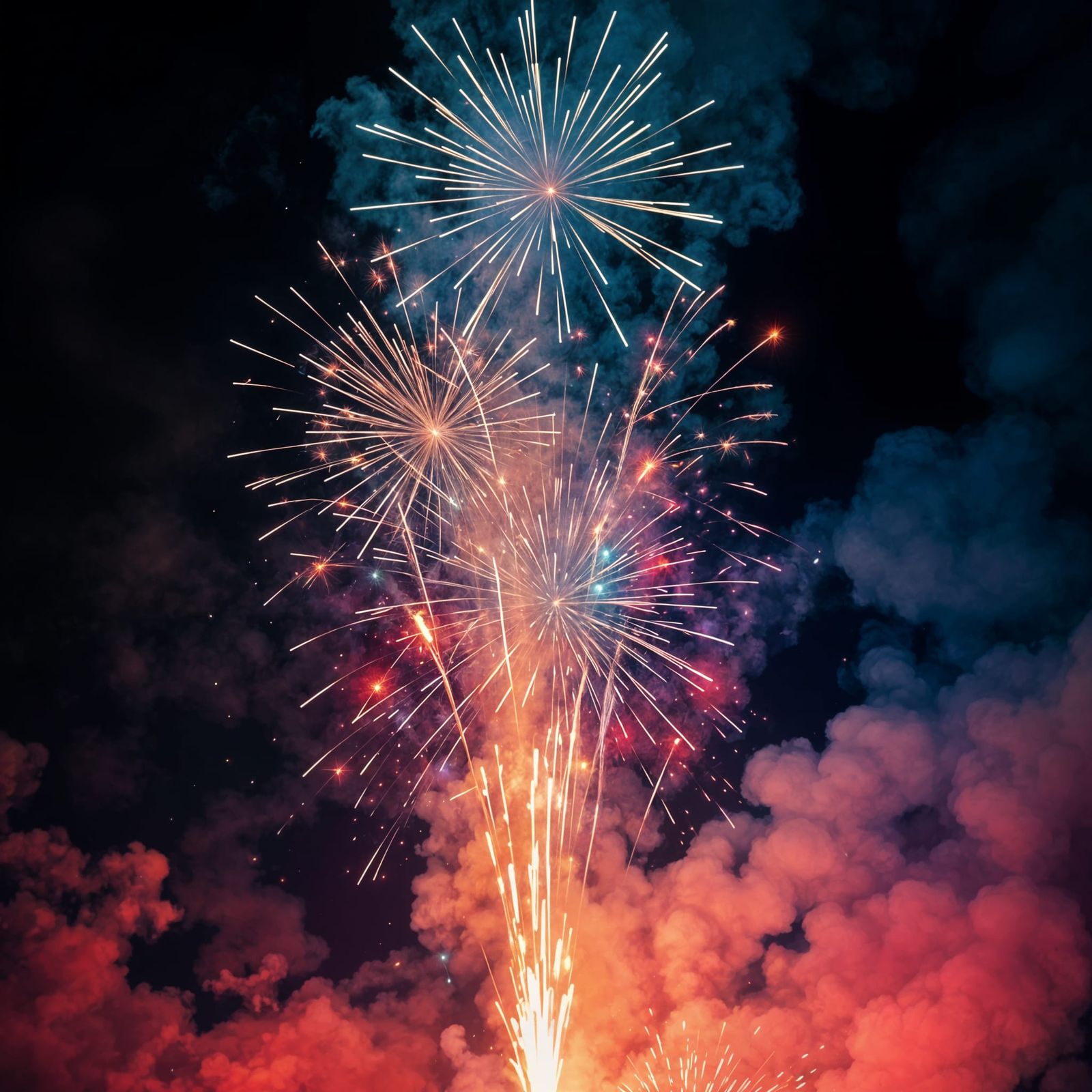 Vibrant Skyburst: Hyperrealistic Fireworks in Splendid Detai...