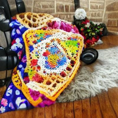 Colorful Crocheted Granny Square Mandala Blanket