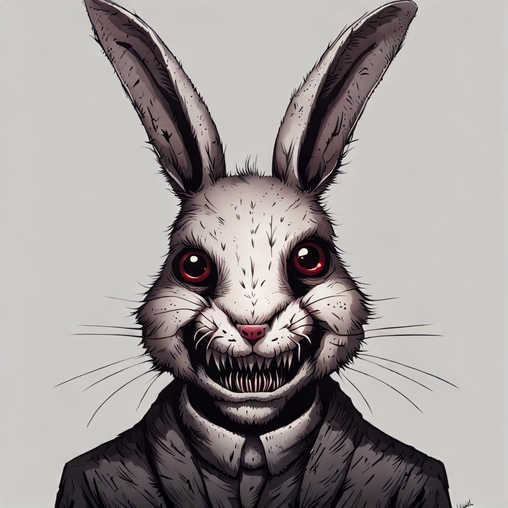 Horrifying Rabbit with Needle Teeth: A Dark Vision