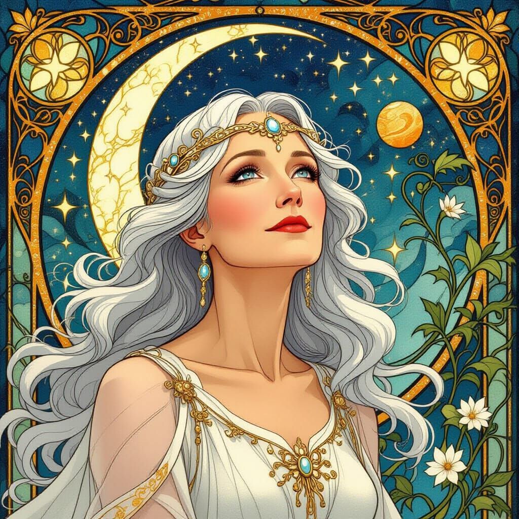 Celestial Woman in Art Nouveau Style
