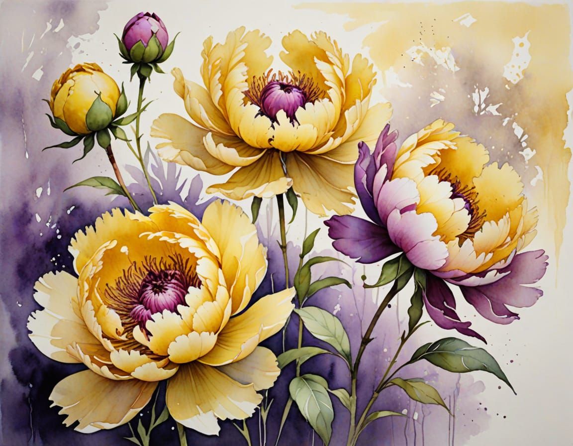 Vibrant Bohemian Watercolor Peonies
