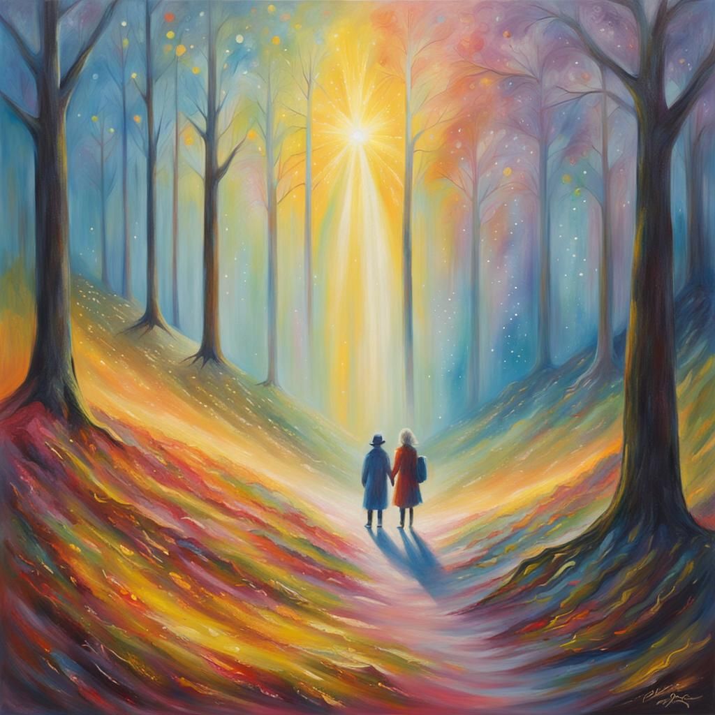 Ethereal Passengers Await Afterlife Journey in Acrylic