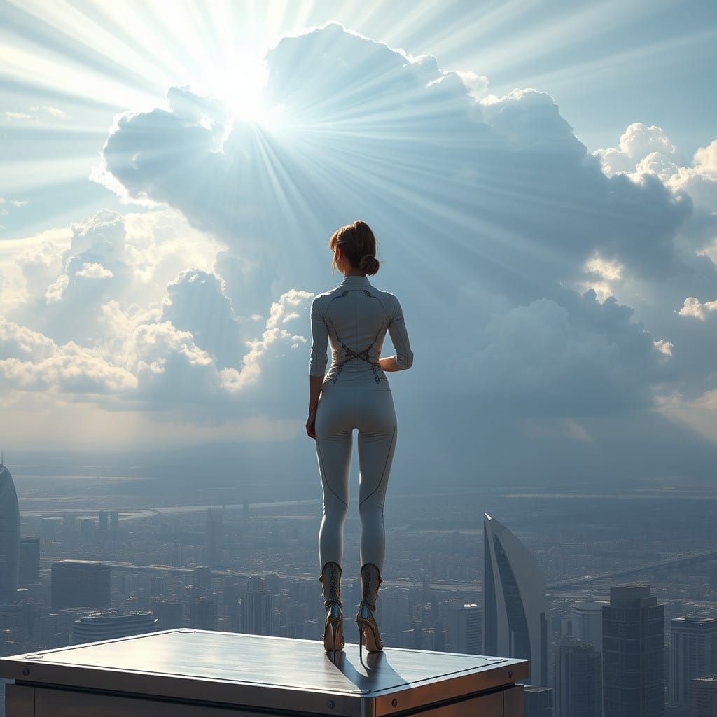 Woman Harnesses Sunlight with Futuristic Mirror Array Amidst...